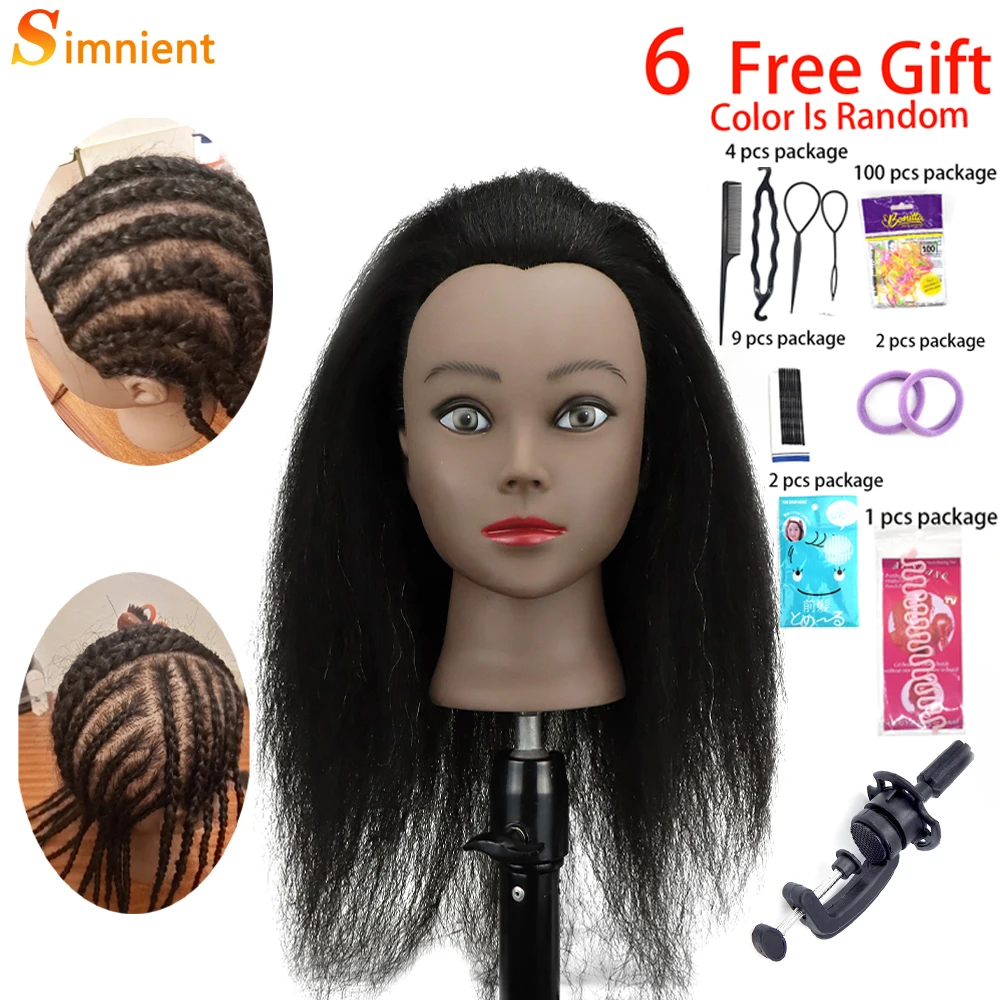 Afro Mannequin Heads Real Hair For Braiding Cornrow Practice Head Training Mannequin Dummy Heads Professional Styling Hairstyles