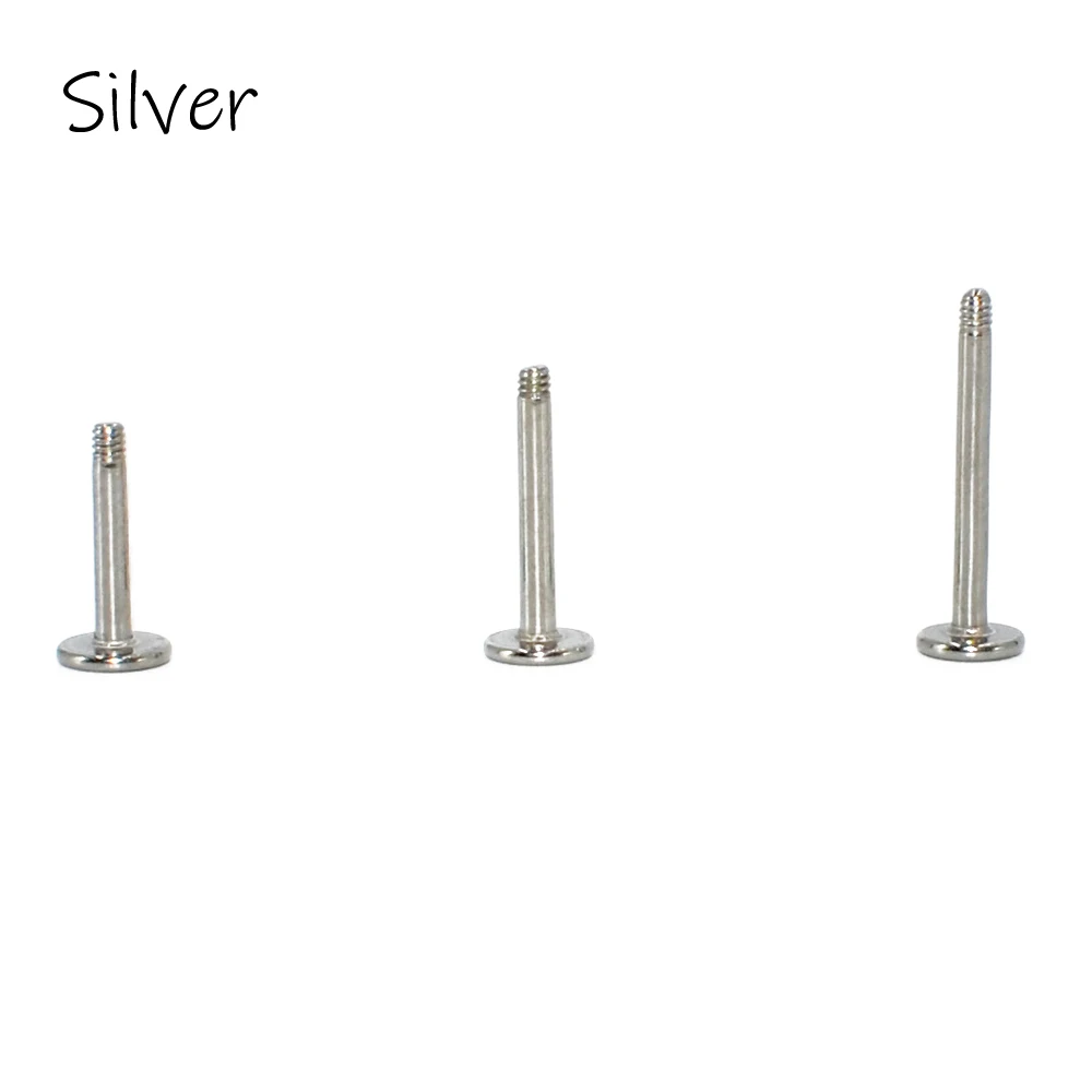 10pcs/lot Surgical Steel Internally Threaded Earring Nose Labret Shaft Bar Lip Replacement Pole Wholesale Body Piercing Jewelry