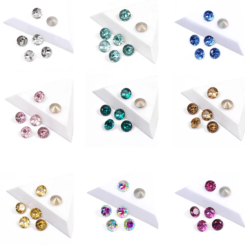 10mm 15pcs Brilliant Cut Best Quality Crystal Round Shape Colorful K9 Fancy Popular Rhinestones for 3D Nail Art Decorations