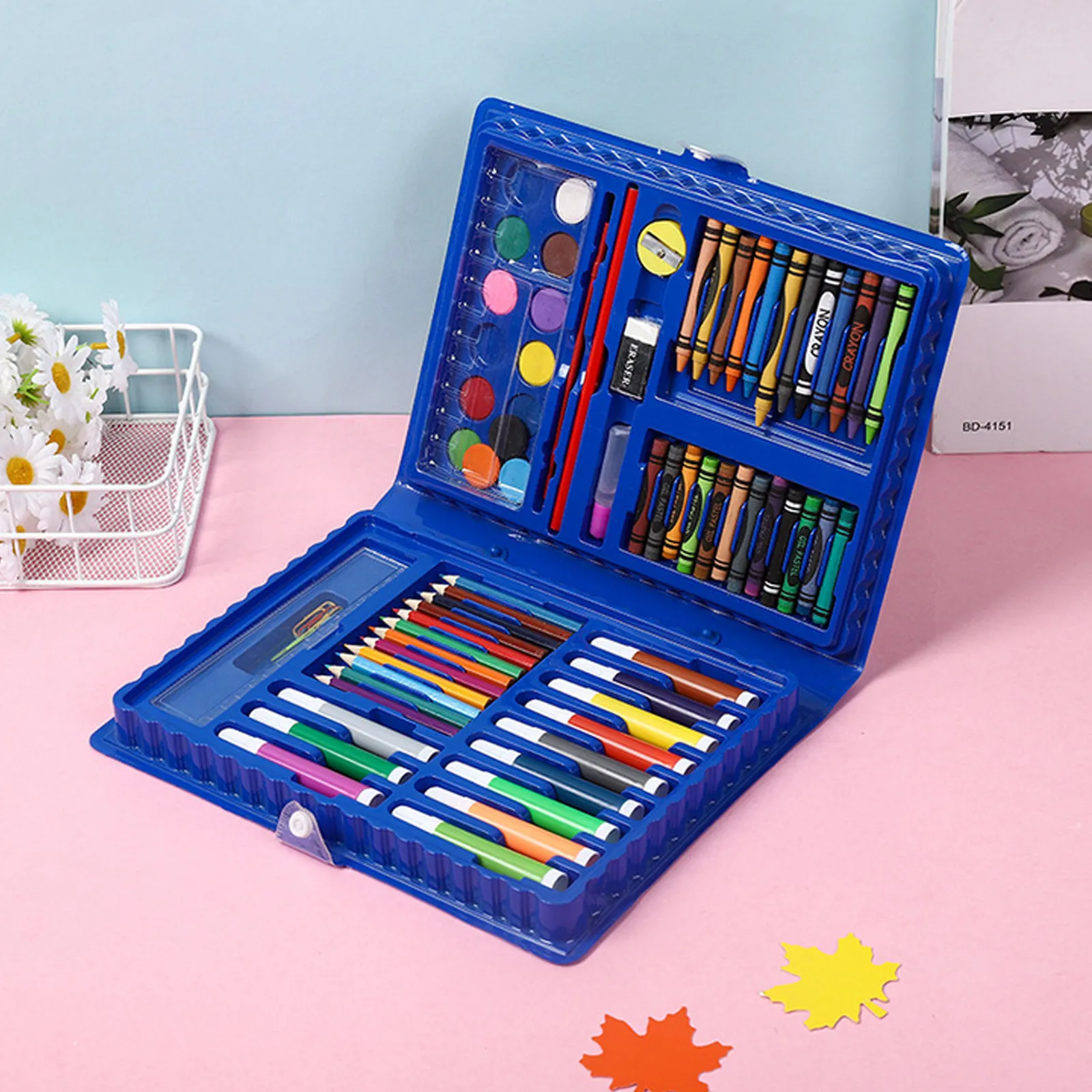 Crianças Pintura e Desenho Art Set com Crayons, Pastéis a óleo, Marcadores de aquarela, Lápis Colorido para Crianças, Presente, 68Pcs