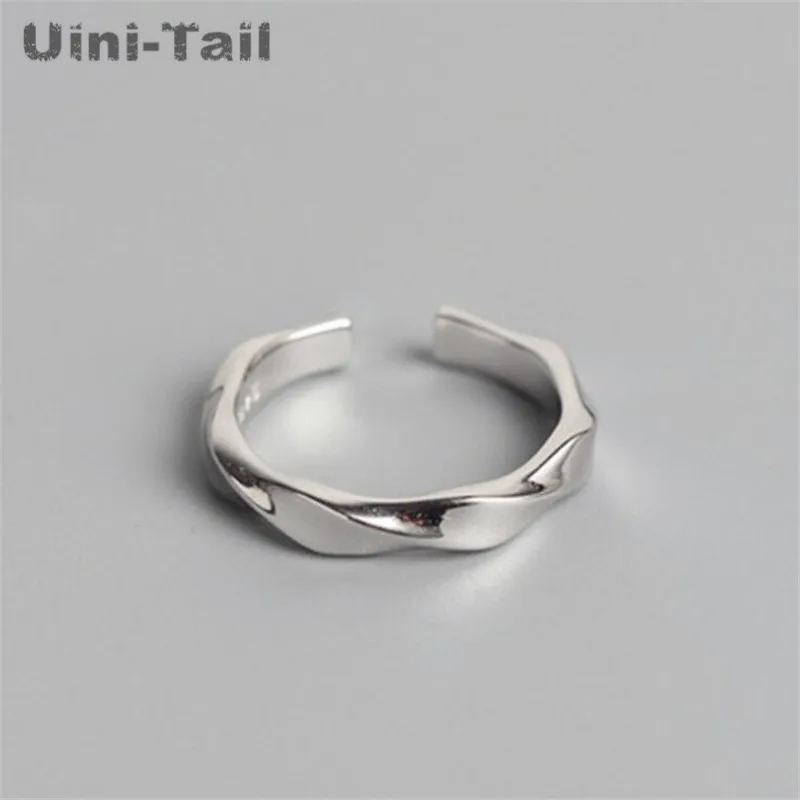 Uini-Tail 2023 new listing 925 Tibetan silver fashion personality temperament twisted wave ring simple dynamic trend ring  JZ104