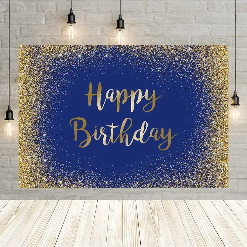 

Avezano Happy Birthday Backdrop Glitter Shiny Gold Silver Children Adult Personalized Birthday Background For Photography Props