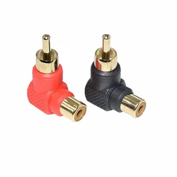 2Pcs 90 Degree RCA Right Angle Connector Plug Adapters Male To Female M/F Elbow Audio Adapter