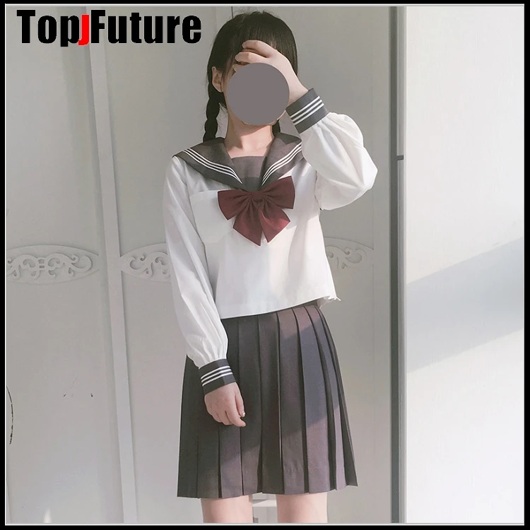 Estilo universitário ortodoxo uniforme do estudante japonês jk terno uniforme cinza terno marinheiro ortodoxo terno plissado saia classe terno