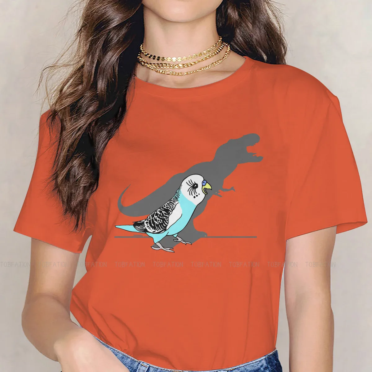 Dinosaur Shadow Harajuku TShirt Budgies Animals Funny Lovely Printing Streetwear 4XL 5XLComfortable T Shirt Female Tee Unique