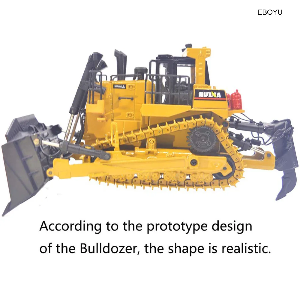 EBOYU 1:50 Diecast Bulldozer Track Type Tractor Alloy Dozer Models Construction Vehicle Simulated Bulldozer Gift Toy for Kids