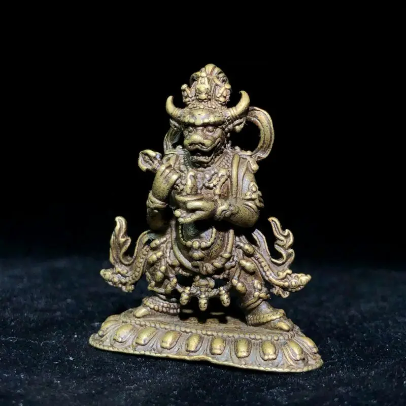 Fengshui cinese antico Vintage da collezione in ottone lavoro manuale statua di Buddha yamantak