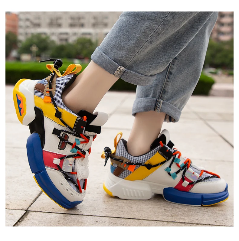 Women's Thick Bottom Sneakers Cosplay 2019 Autumn New Knitting Breathable Shoes Chunky Platform Sneakers Women Cos Lolita Shoes