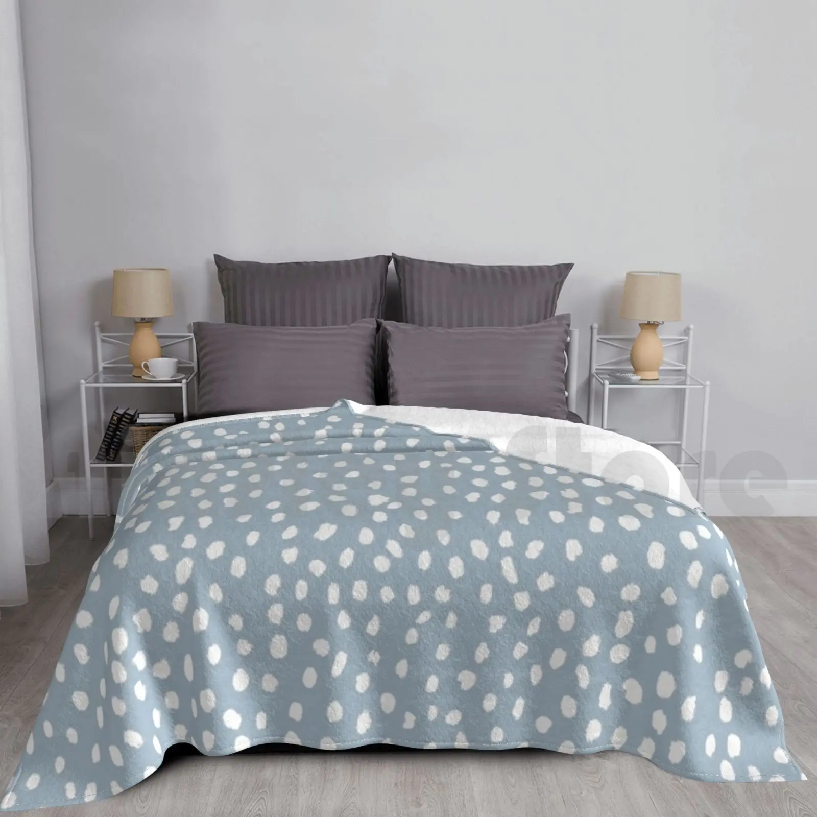 Blue Dalmatian Print Blanket For Sofa Bed Travel Dalmatian Leopard Polka Dots Pattern Cute Pastel Animal Animal