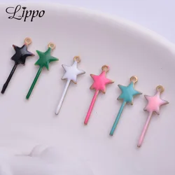 30pcs 8*20mm Copper Star Enamel Charms Star Pendant DIY Jewelry Necklace Making