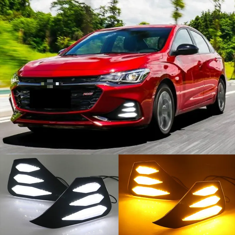 

1 Pair For Chevrolet Monza RS 2019 2020 DRL LED Daytime Running Lights Fog Lamp Yellow Turn Signal Lamp