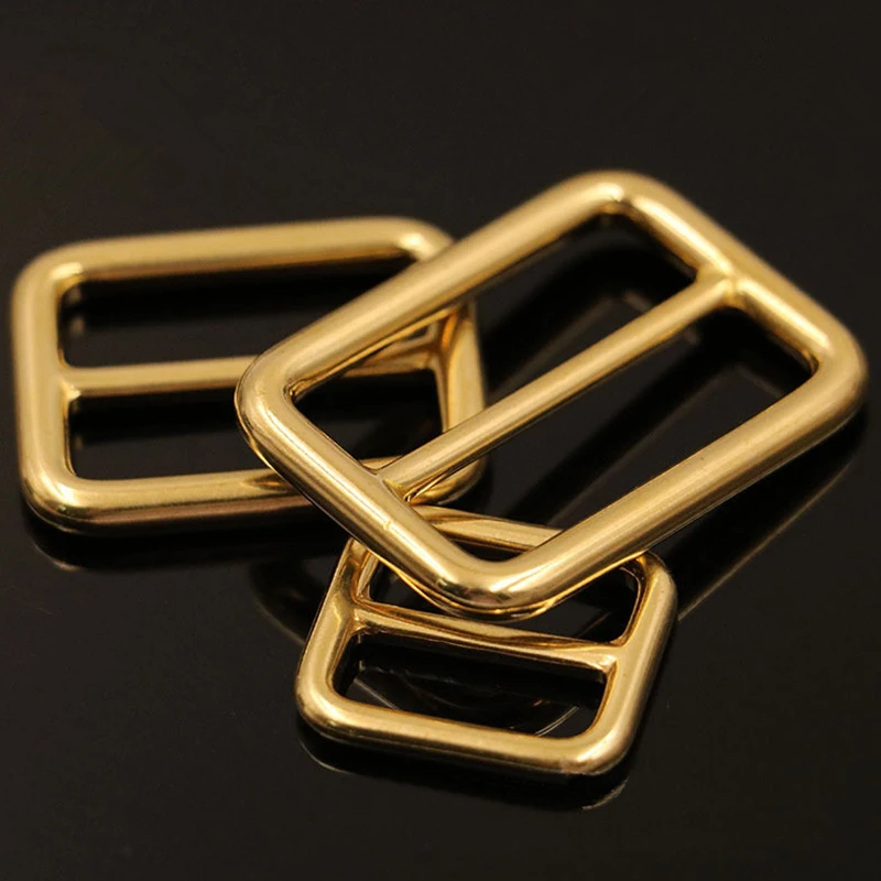 Solid Brass Rectangular Adjuster Buckle Cast Tri Glide Slide Backpack Strip webbing leather craft Bag Shoulder Strap Belt