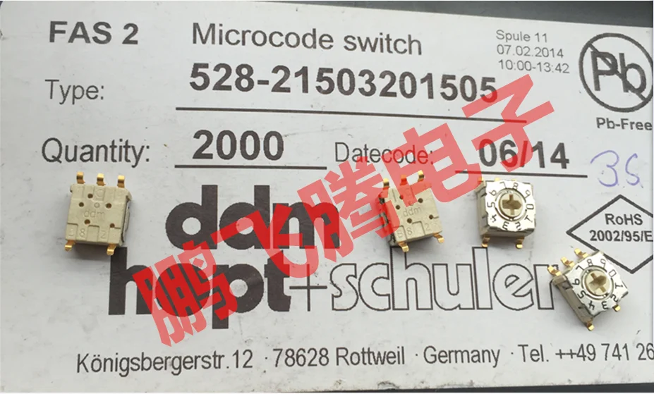 1PCS German DDM 528-21503201505 0-9/10 bit rotary coding dial code switch patch 5 feet 3: 2