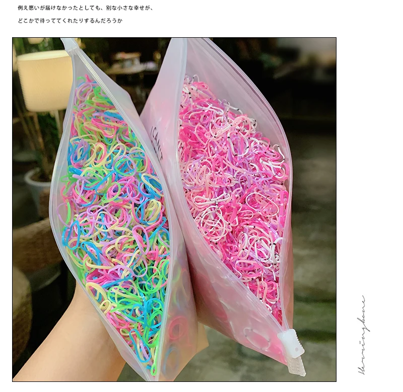 1000 Stück/Packung Bunte Kleine Einweg-Gummibänder für Mädchen, Haargummis für Pferdeschwänze, Modische Haaraccessoires – Detail 8