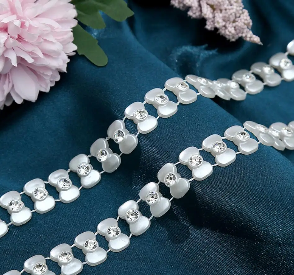 

10Yard ABS Pearl Bow Rhinestone String Bead Chain Door Curtain Wedding Party Christmas Holiday Venue Home Hotel Decoration