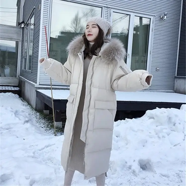 

Autumn Winter Casual Solid Hooded Parkas Jacket Women Large Fur Collar Cotton Padded Coa