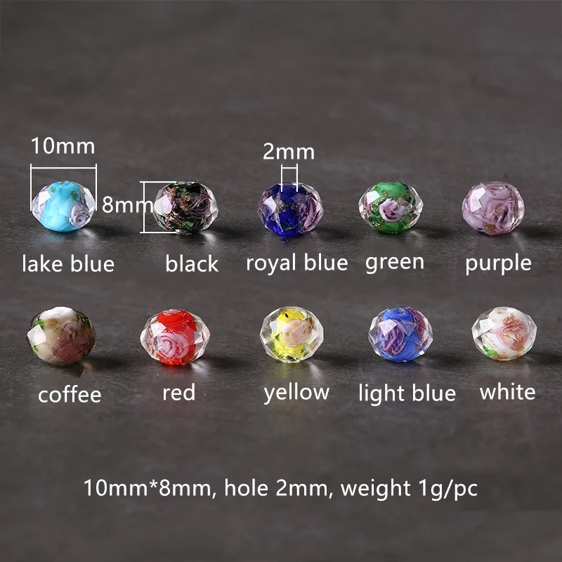 10pcs Japanese Murano Transparent Glass Lampwork Beads 10*8mm Flower Round Faceted Beads for Jewelry Making Women Diy Bracelet