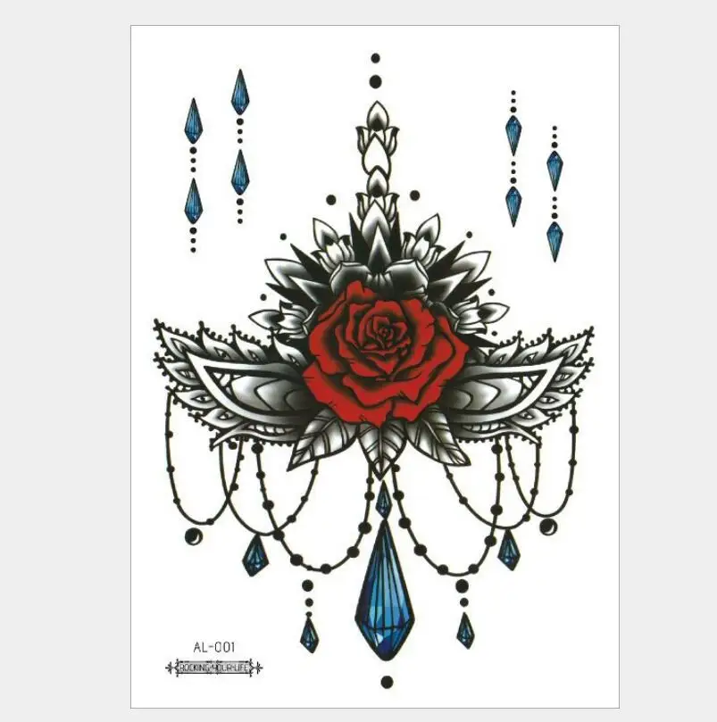 

1 PIECE Sexy Chest Back or Sternum Body Classic Henna Lotus Flower Waterproof Temporary Tattoo Body Art T1866