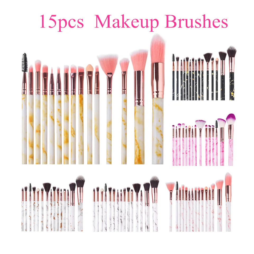 5/7/8/15/20pcs Makeup Brushes Cosmetic Powder Foundation Eye Shadow Brushes Plastic Handle Synthetic Soft Brush Makeup Tool