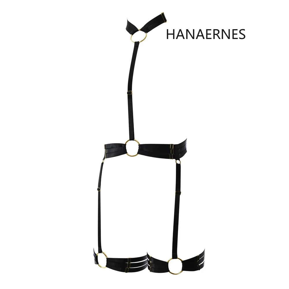 Hanaernes Hitam Elastis Erotis Lingerie Garter Belt Wanita Hari Valentine Erotis Harness Pakaian Dalam Tubuh Menahan Diri Belt Set