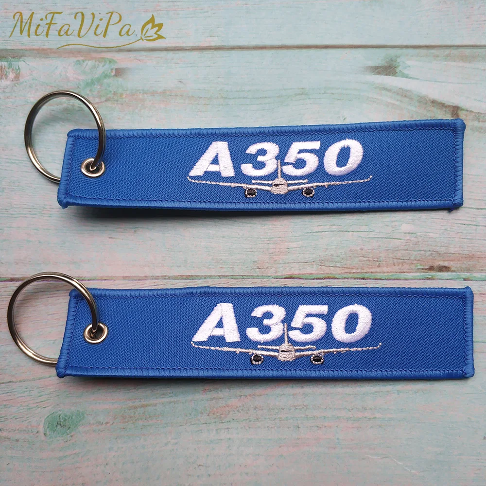 50 PCS Sleutelhange Blue A350 Keychain Fashion Trinket Phone Strap Embroidery Aviation Airbus Key Chain for Men Gift Porte Clef