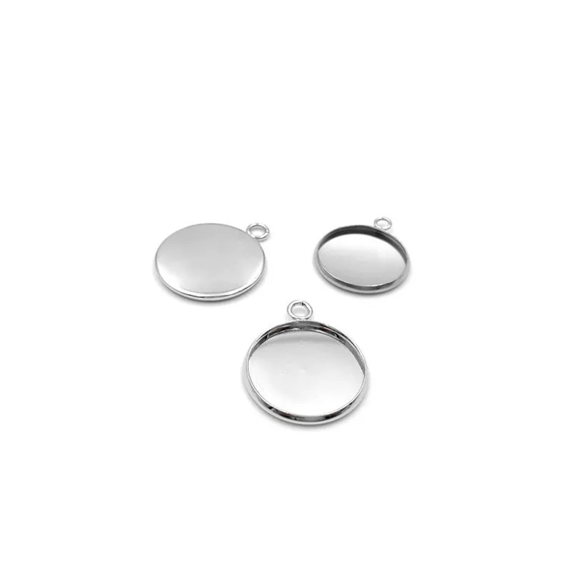 100pcs 6-35mm Stainless Steel Round Pendant Base Blank Cabochon Base Setting Bezel DIY Jewelry Making Component