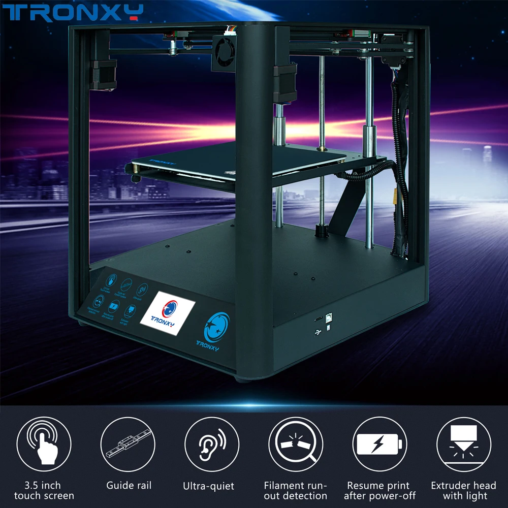 

TRONXY D01 Silent Design High-precision Printing Acrylic Mask 3D Printer Kits with Industrial Linear Guide and Titan Extruder