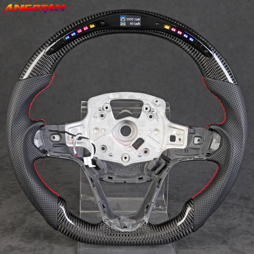 For BMW i8 2014-2020 Carbon Fiber Steering Wheel Perforated Leather With LED Display Performance