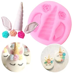 Cartoons Unicorn Ears Silicone Mold  DIY Cupcake Topper Fondant Cake Decorating Tools Flower Candy Polymer Clay Resin Moulds