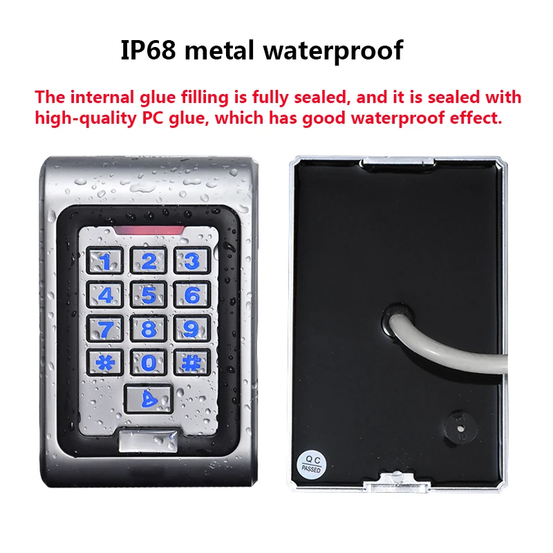 Door Access Control System Kit IP68 Waterproof Outdoor RFID Access Control Keypad + Electric Magnetic Strike Lock