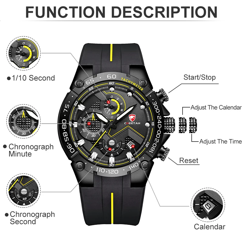 Men Watch CHEETAH Top Luxury Brand Chronograph Sports Men’s Watches Quartz Chronograph Clock Male Wristwatch Relogio Masculino