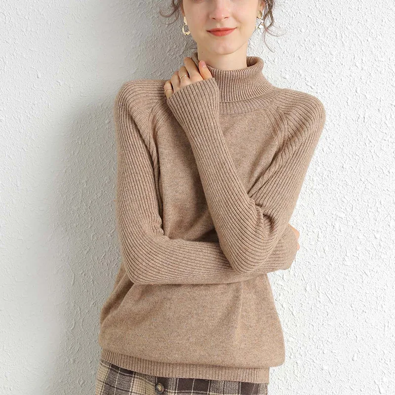 Women Turtleneck Merino Wool Cashmere Sweater Long Sleeves Autumn Winter Sweater Women\'s Knitting Jumper Female Pullover Sweater