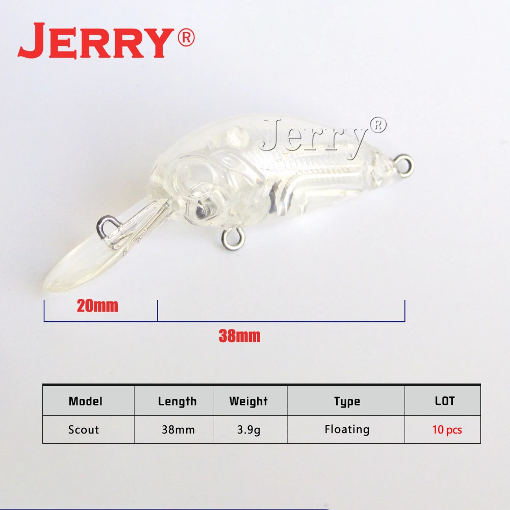 Jerry Scout 10pieces 38mm 3.9g Trout Sea Shore Fishing Lure Blank Body Plastic Unpainted Hard Baits Topwater Crankbaits