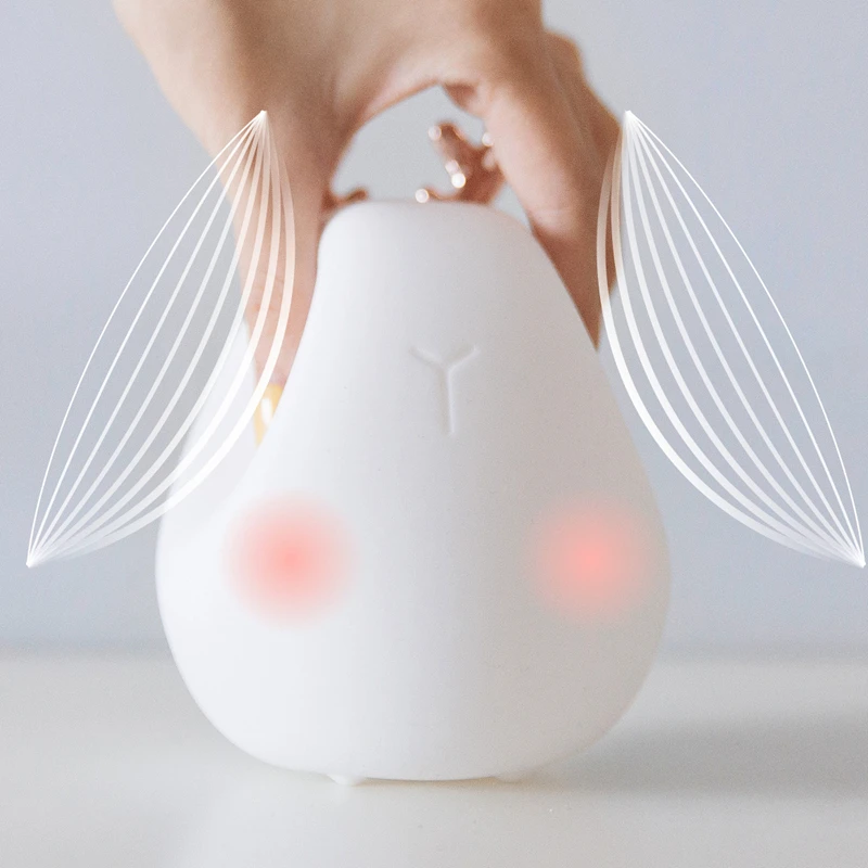 Deer Rabbit LED Night Light Soft Silicone Dimmable Night Light USB Rechargeable For Kids Baby Gift Bedside Bedroom Night Lamp