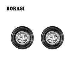 Fashion Wedding Bijoux Black White Ceramic Stud Earrings For Women With Big Carat AAA Health Ceramic Round Zirconia Earring Girl