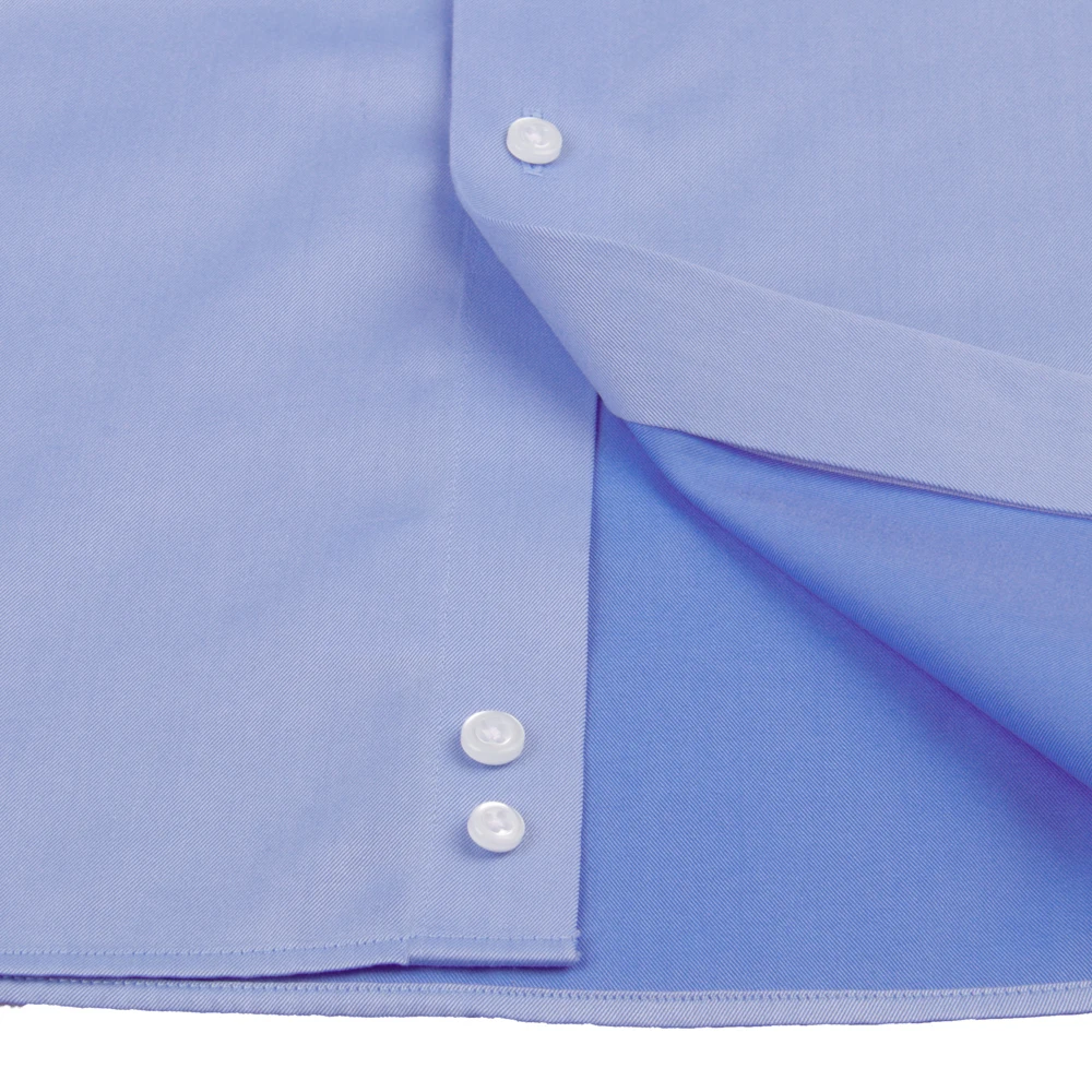 100s 2-ply Luxury Wrinkle Free Dress Shirts Custom Made Cotton Light Blue Business Shirts Tailored Chemise Sur Mesure De Luxe