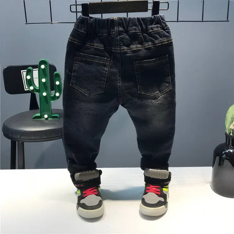 New Fashion Spring Boy Pants Kids Jeans Solid Cotton Mid Elastic Waist Pants Boys Jeans Kids Children Trousers 2-6Y