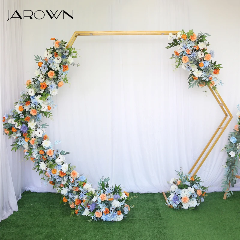 

JAROWN Double Tube Hexagonal Wrought Iron Arch Flower Stand Wedding Background Frame Decor Shelf Home Birthday Party Supplies