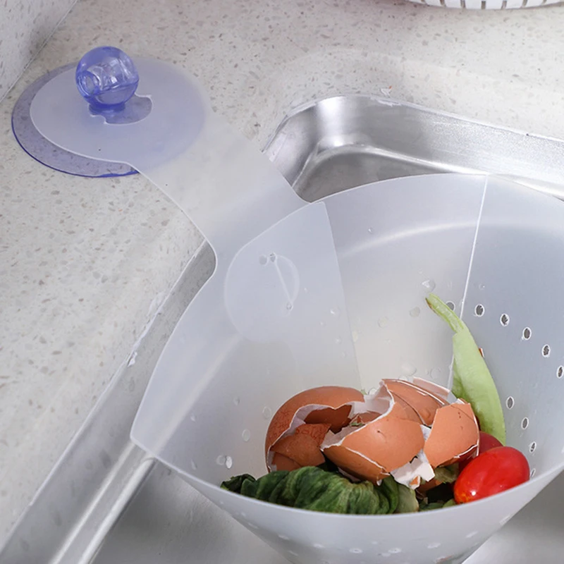 Foldable Kitchen Sink Stainer Self-Standing Kitchen Anti-blocking Funnel Sink Drain Filter Bag Food Vegetable Sink Stopper