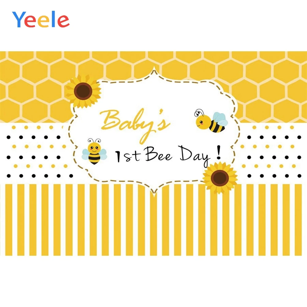 신생아 베이비 샤워 소녀 소년 생일 파티 배경 노란색 꿀 꿀벌 꽃 사진 배경 사진 스튜디오 Photophone