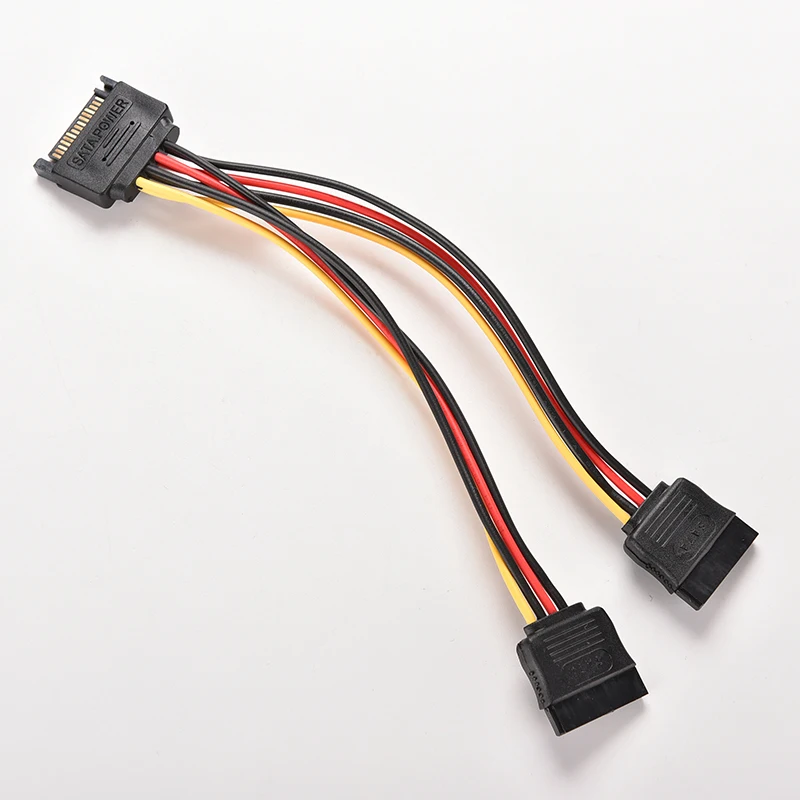 19cm 15 Pin SATA Male to 2 Female 15 Pin SATA Cable Splitter Adapter Cable PC Computer Power Cable Converter Connector