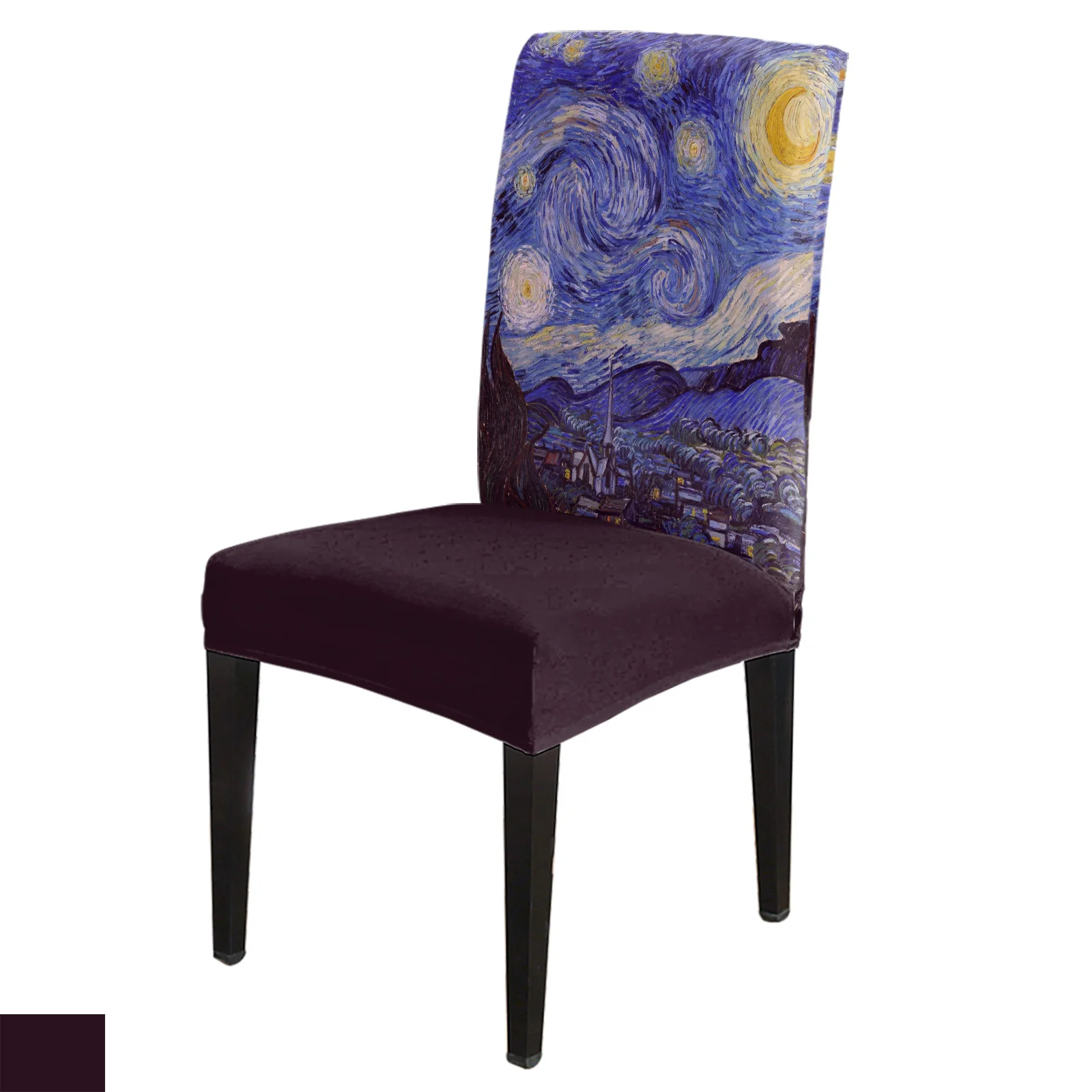 Vincent Van Gogh Starry Night Dining Chair Cover Spandex Elastic Chair Covers for Wedding Hotel Banquet Dining Room