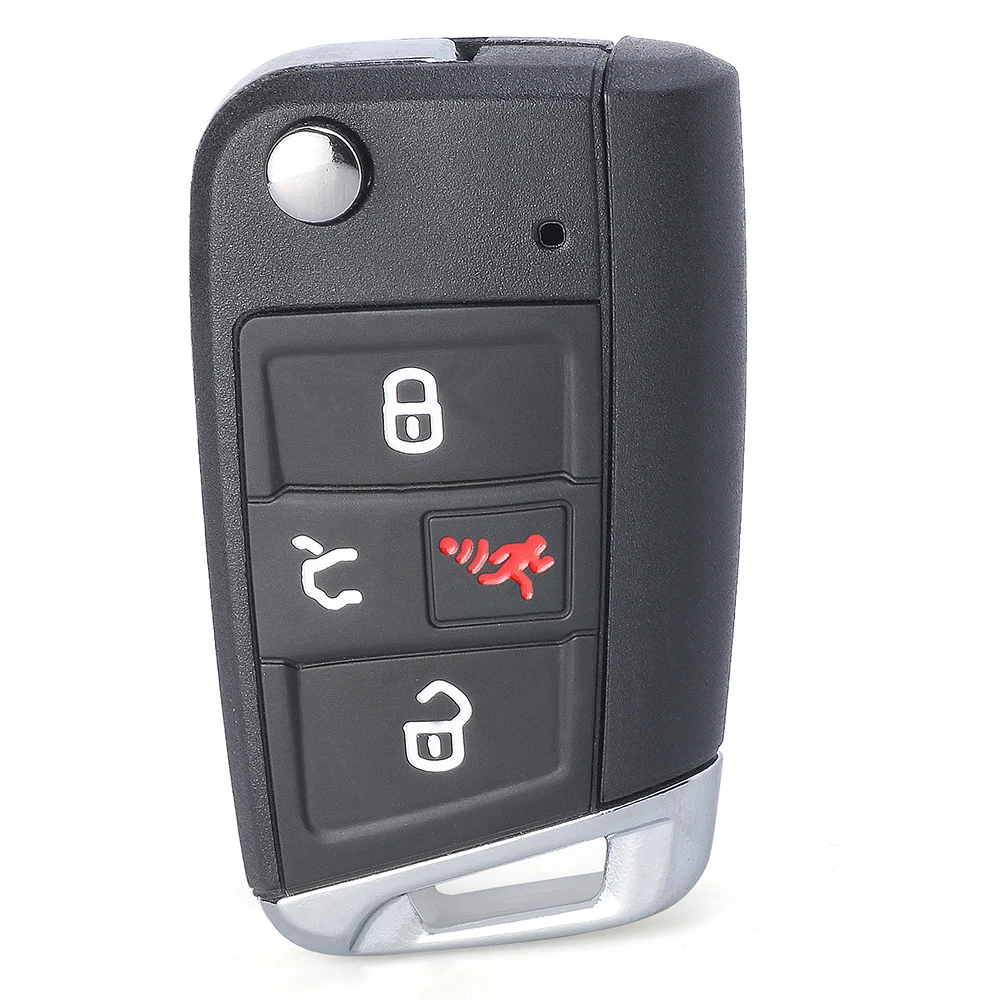 DIYKEY Flip Keyless Remote Key Shell Case 4 Button for Volkswagen Atlas 2018-2020 NBGFS12A01 MQB P/N: 5G6 959 752 AC HU162 Blade