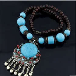 New Bohemia Long Ethnic Necklaces & Pendant Maxi Natural Stones Vintage Strand Statement Necklaces For Women Jewelry 5.0