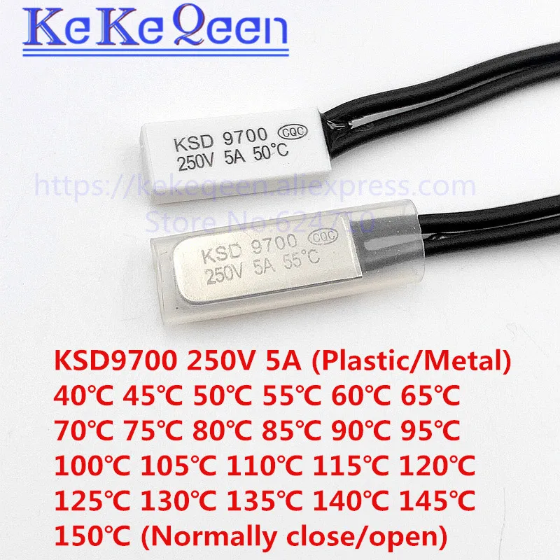 5PCS/LOT KSD9700 5A 250V 40~150 Degree (N.C.) Normally Closed/ Open Temperature Switch Bimetal Disc Thermostat Thermal Protector