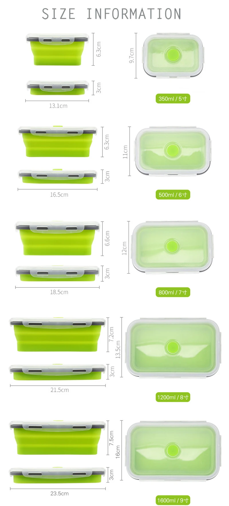 Collapsible Silicone Food Container Portable Bento Lunch Box Microware Home Kitchen Outdoor Food Storage Containers Box