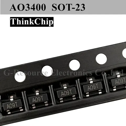 SMD 전계 효과 트랜지스터, N 채널 MOS-FET, AO3400, AO3400A, 3400, A09T, SOT-23, 100 개