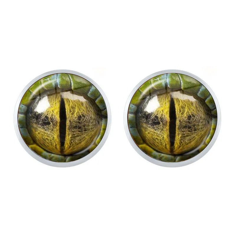 1Pair Dragon Eyes Glass Cabochon Stud Earrings Animal Eyes Dragon Snake Owl Cat Tiger Eyes Earrings Jewelry For Women Girls Gift