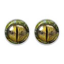 1Pair Dragon Eyes Glass Cabochon Stud Earrings Animal Eyes Dragon Snake Owl Cat Tiger Eyes Earrings Jewelry For Women Girls Gift