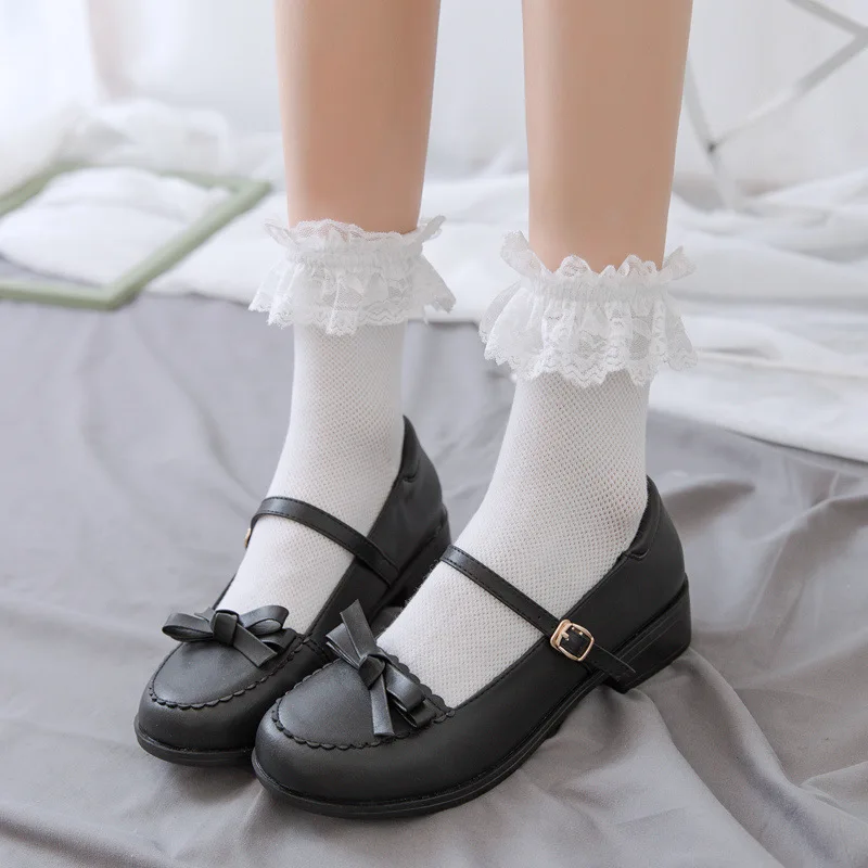 1 Pair Woman Lace Short Summer Socks Japanese Maiden Lovely Sweet Ruffle Cotton Lolita Style Princess Socks High Quality